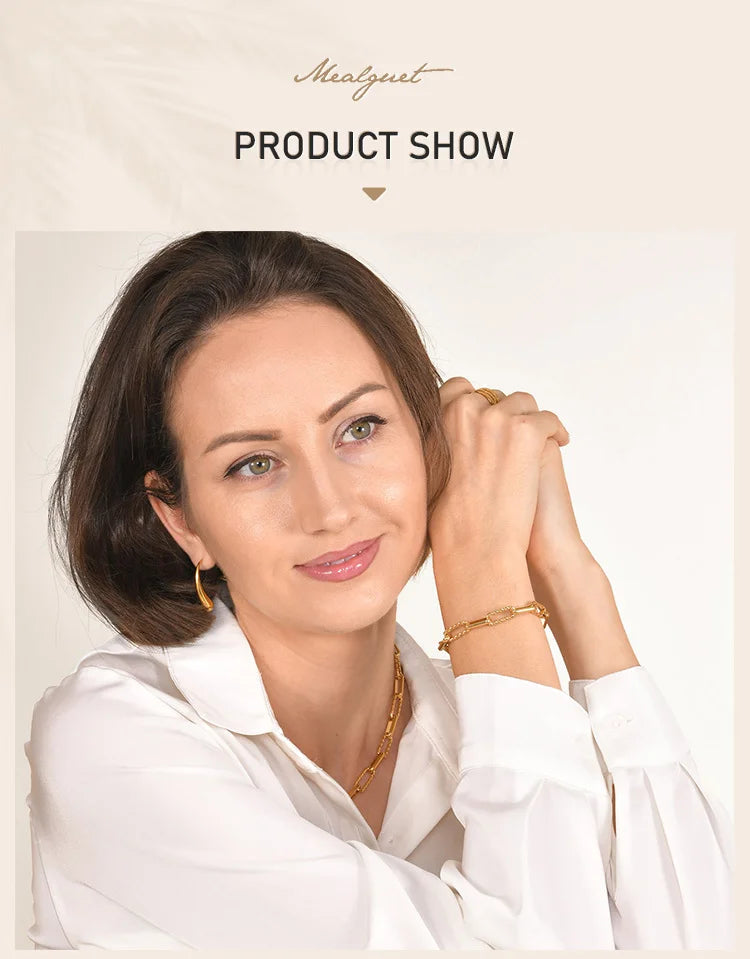Women Stainless Steel Chain Bracelet,18K Gold Plated Adjustable Link Bracelet, Layered Jewelry